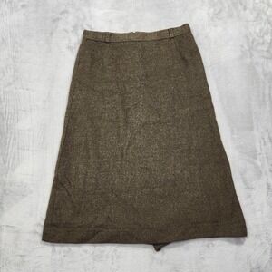 Vintage JOBIS Skirt Womens M Brown Wool Tweed High Rise A-Line Lined Zip Office